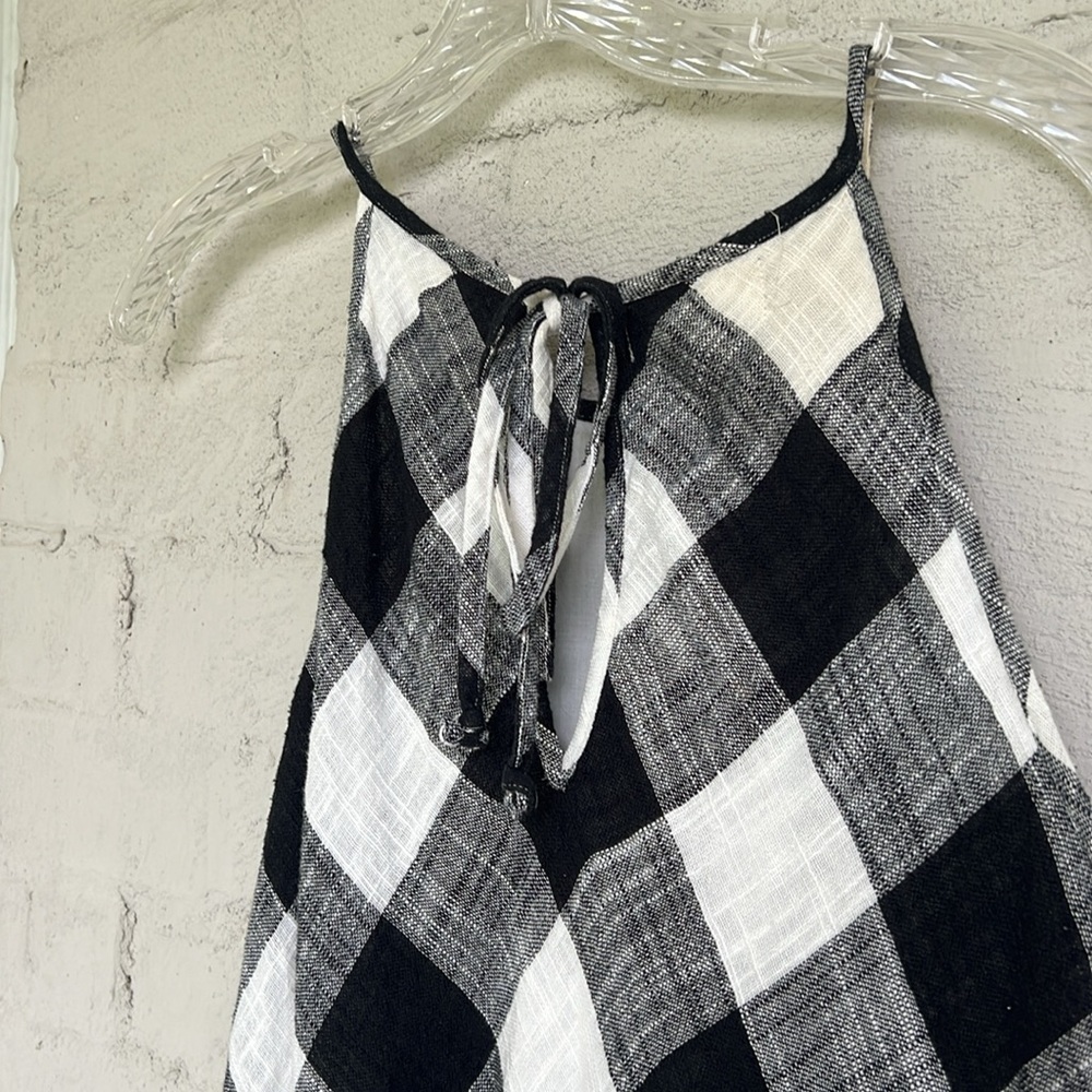 Anthropologie Cloth & Stone Black/White Gingham Check Frayed Hem Shift Medium - Picture 5 of 12